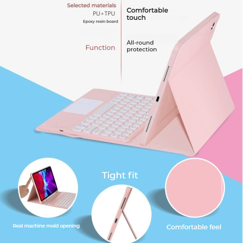 Chargez l&#39;image dans la visionneuse de la galerie, [Detachable Keyboard][Round Keycaps] Samsung Galaxy Tab S7/S8/S9 11&quot; - Smart Wireless Trackpad Keyboard Flip Case With Pen Slot
