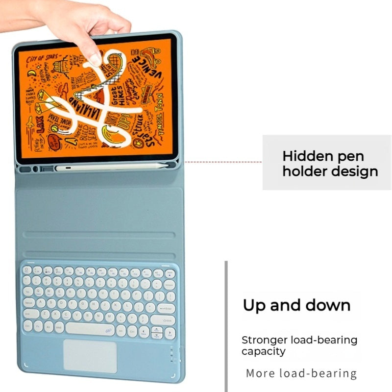 Cargue la imagen en el visor de la galería, [Detachable Keyboard][Round Keycaps] Samsung Galaxy Tab A9 Plus 11’’ 2023 (X210/X215/X216B) - Smart Wireless Trackpad Keyboard Flip Case With Pen Slot
