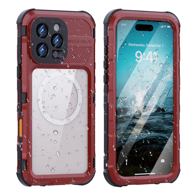 Load image into Gallery viewer, [M Series][Magsafe Compatible] Apple iPhone 16 / 16 Plus / 16 Pro / 16 Pro Max - Redpepper Metal Heavy Duty Waterproof Magnetic Silicone Phone Case With Lanyard
