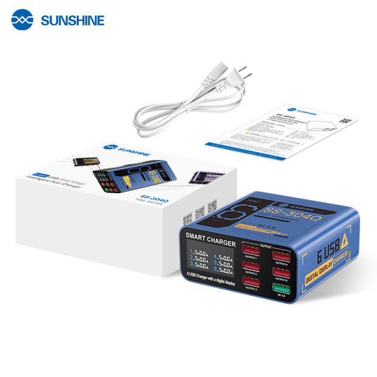 [SS-304Q] SUNSHINE 6-Port USB Fast Charger with Digital Display