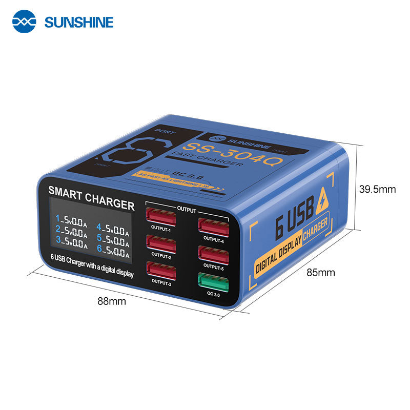 Chargez l&#39;image dans la visionneuse de la galerie, [SS-304Q] SUNSHINE 6-Port USB Fast Charger with Digital Display
