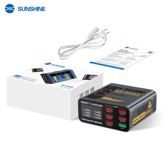 [SS-304Q] SUNSHINE 6-Port USB Fast Charger with Digital Display