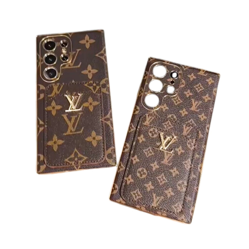 Chargez l&#39;image dans la visionneuse de la galerie, [With Card Slot] Samsung Galaxy S24/Plus/Ultra - Electroplated Frame Logo Large Flower Silicone  Fashion-Forward Series Case
