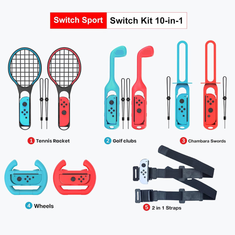 Chargez l&#39;image dans la visionneuse de la galerie, [10 in 1] Switch Sports Game Accessories Set
