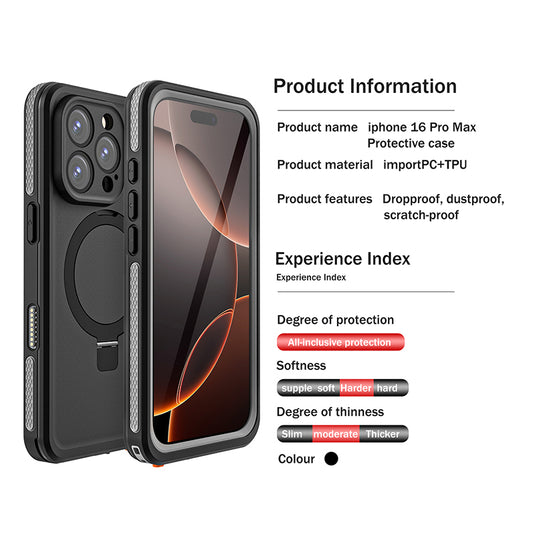 [IP68/10FT Waterproof][Magsafe Compatible] Apple iPhone 16 / 16 Plus / 16 Pro / 16 Pro Max - Redpepper TB Series Heavy Duty Waterproof Magnetic Phone Case