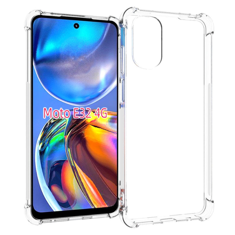 Load image into Gallery viewer, Motorola Moto E32 - AirPillow Cushion Transparent Soft Clear TPU Four Corners Protective Case With 2PC 9HD Tempered Glass Screen Protector
