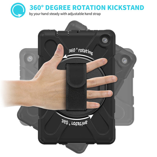 Amazon Kindle Fire 7 2022 Heavy Duty 360 Degree Rotate Stand Hand Strap Case - Polar Tech Australia