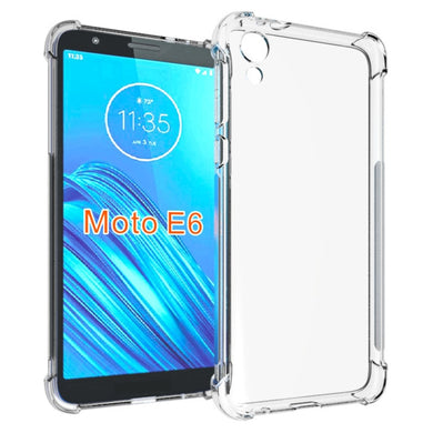 Motorola Moto E6 - AirPillow Cushion Transparent Soft Clear TPU Four Corners Protective Case With 2PC 9HD Tempered Glass Screen Protector