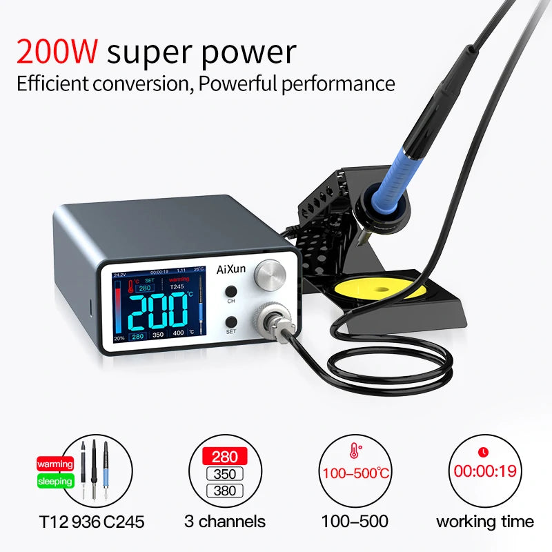 Load image into Gallery viewer, AiXun T3A 200W Temperature Controlled Quick Soldering Station – Precision, Speed, and Efficiency
