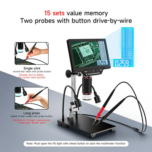 [AiXun DM21] 7-Inch Electronic Digital Microscope with Multimeter Design for Soldering – 2-in-1 Precision Tool