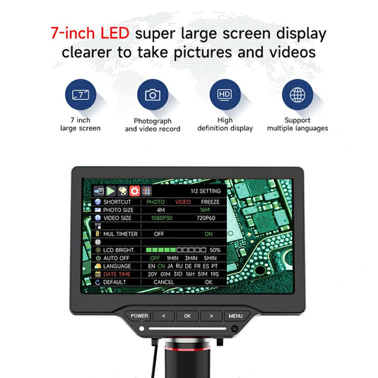 [AiXun DM21] 7-Inch Electronic Digital Microscope with Multimeter Design for Soldering – 2-in-1 Precision Tool