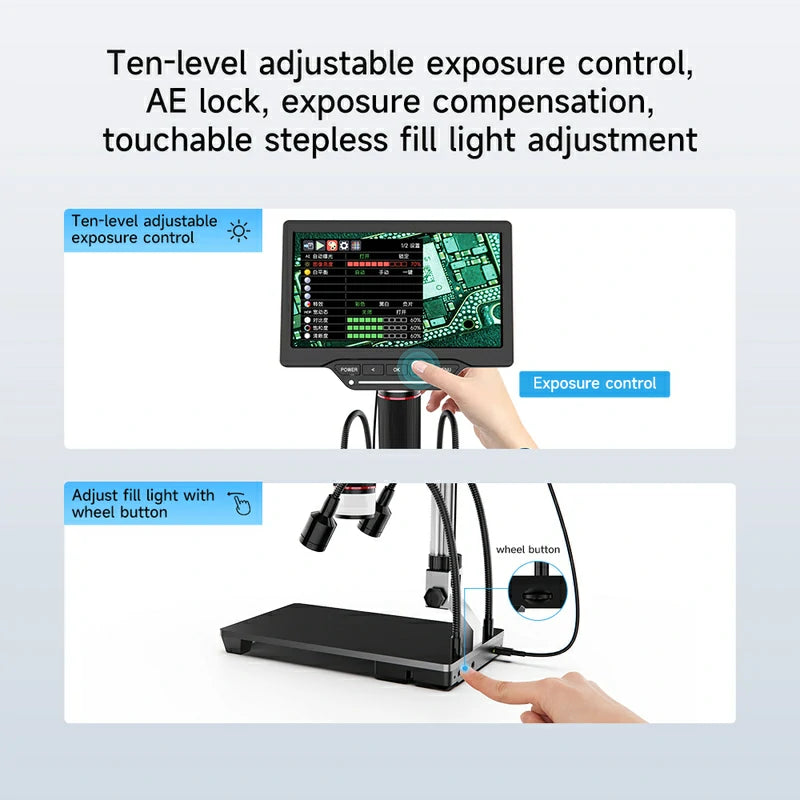 Chargez l&#39;image dans la visionneuse de la galerie, [AiXun DM21] 7-Inch Electronic Digital Microscope with Multimeter Design for Soldering – 2-in-1 Precision Tool
