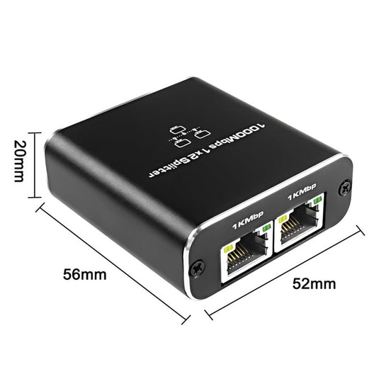 3 Ports Ethernet RJ45 Splitter 1 In / 2 Out, 1000Mbps High Speed With USB-C Port