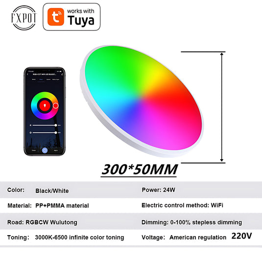 [TUYA Smart Home] RGB Dimmable LED 24W plafonnier contrôle sans fil chambre salon lumière 