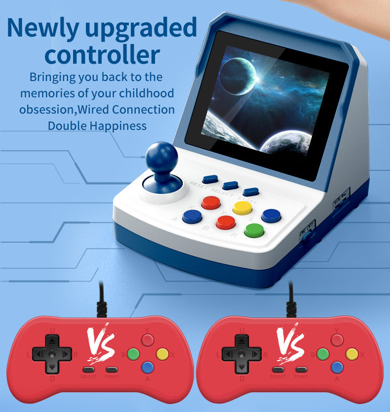 Chargez l&#39;image dans la visionneuse de la galerie, POWKIDDY A6 Plus Retro Handheld Game Console with 100+ Classic Games Portable Game Player with 3D Rocker 2 Wired Gamepads Support TV Connection
