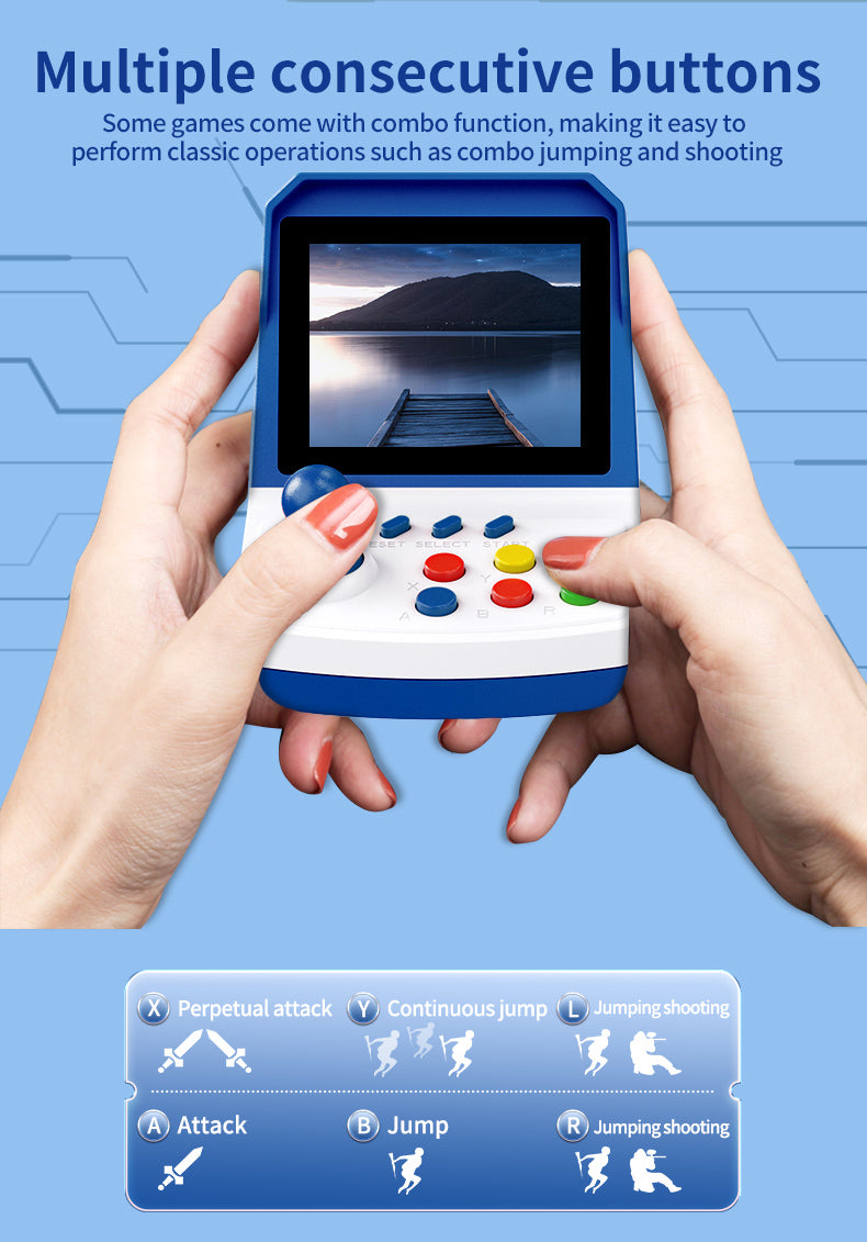 Load image into Gallery viewer, POWKIDDY A6 Plus Retro Handheld Game Console with 100+ Classic Games Portable Game Player with 3D Rocker 2 Wired Gamepads Support TV Connection
