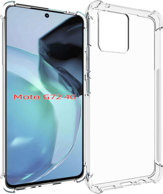 Motorola Moto G72 - AirPillow Cushion Transparent Soft Clear TPU Four Corners Protective Case With 2PC 9HD Tempered Glass Sreen Protector