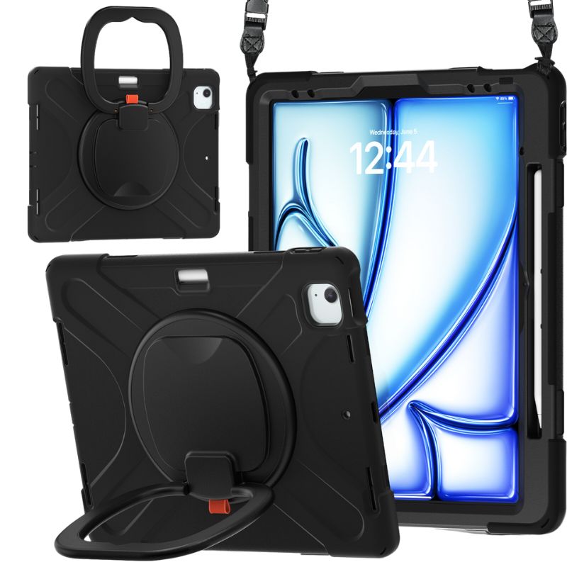 Load image into Gallery viewer, Apple iPad Air 13 (2024) 13.0&quot; Heavy Duty Rugged Shockproof With Shoulder Strap &amp; Handle Stand Ring - Polar Tech Australia
