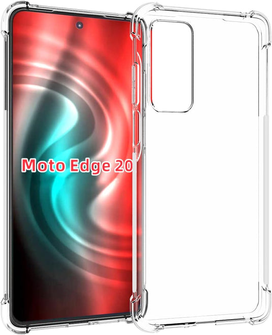 Motorola Moto Edge 20 - AirPillow Cushion Transparent Soft Clear TPU Four Corners Protective Case With 2PC 9HD Tempered Glass Screen Protector