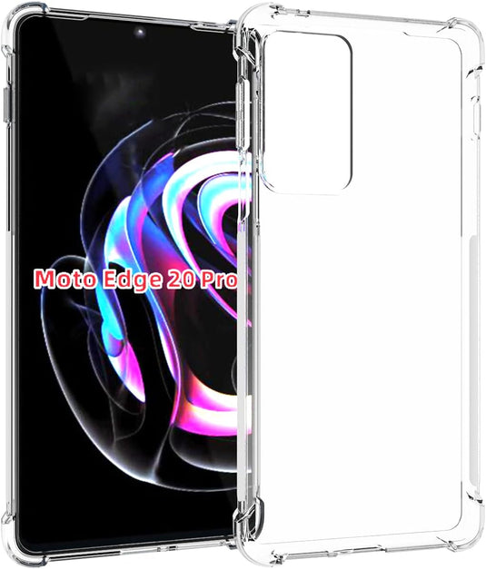 Motorola Moto Edge 20 Pro - AirPillow Cushion Transparent Soft Clear TPU Four Corners Protective Case With 2PC 9HD Tempered Glass Sreen Protector