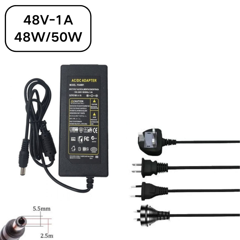 Cargue la imagen en el visor de la galería, [48V-1A/1.04A][5.5x2.5] Universal Computer/Monitor/CCTV POE Switch - Power Supply Adapter Wall Charger
