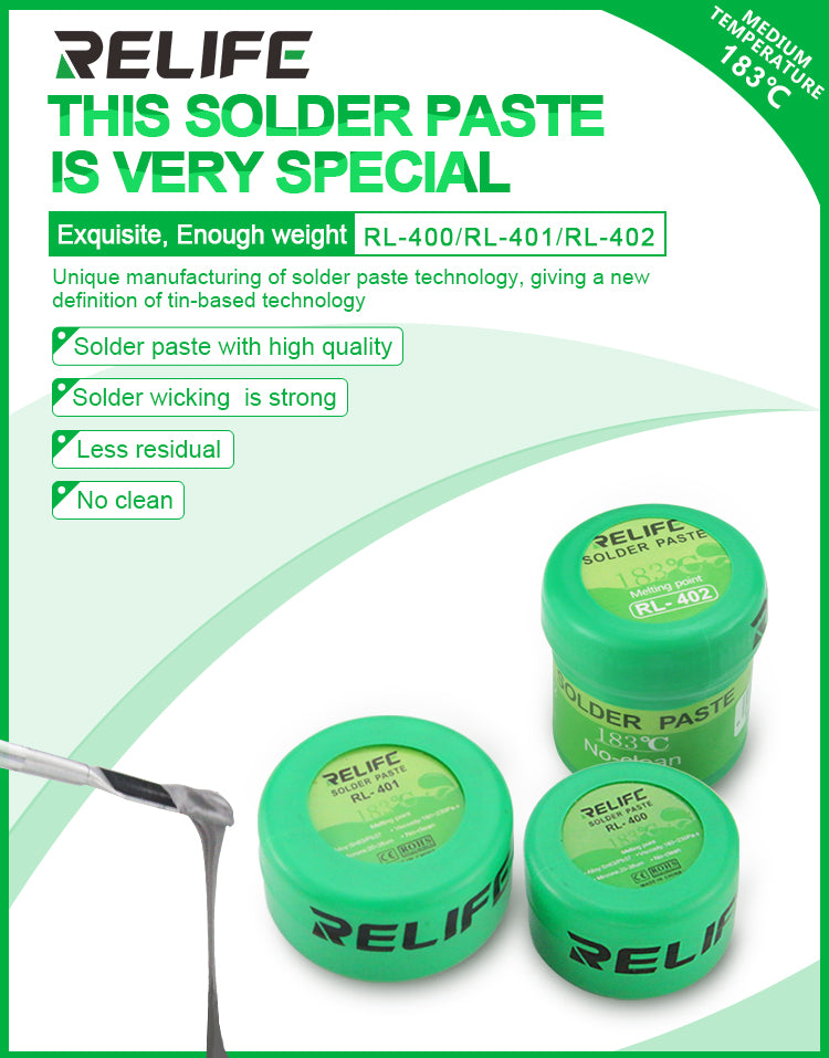 Cargue la imagen en el visor de la galería, [RL-400, 401, 402] RELIFE 183℃ Solder Paste - Polar Tech Australia
