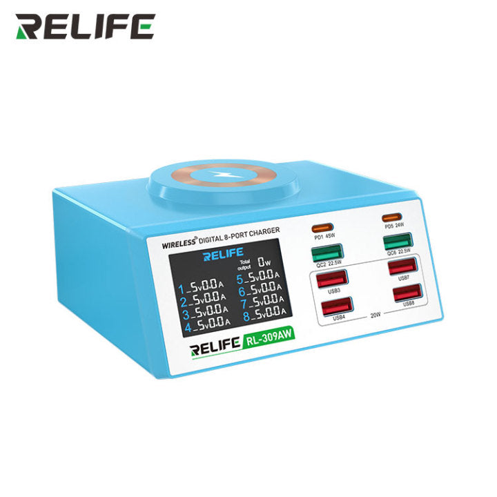 Cargue la imagen en el visor de la galería, [RL-309AW] RELIFE Wireless Digital Display 8-Port Charger 100W - Polar Tech Australia
