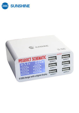 [SS-304D] SUNSHINE Intellgent Usb Station/6USB/110V-240V - Polar Tech Australia