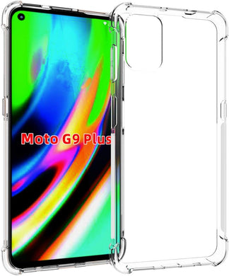 Motorola Moto G9 Plus - AirPillow Cushion Transparent Soft Clear TPU Four Corners Protective Case With 2PC 9HD Tempered Glass Sreen Protector