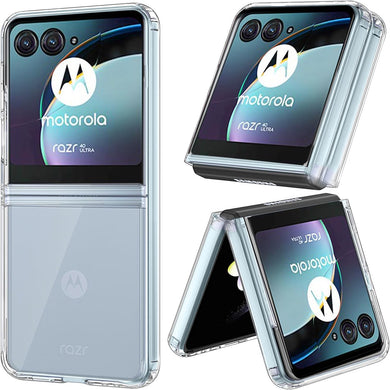 Motorola Moto Razr 40 - AirPillow Cushion Transparent Soft Clear TPU Shockproof Case With 2PC 9HD Tempered Glass Screen Protector