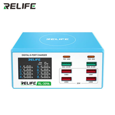 [RL-309A] RELIFE Digital Display 8-Port Charger 100W - Polar Tech Australia