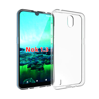 Nokia 1.3 - AirPillow Cushion Transparent Soft Clear TPU Four Corners Protective Case With 2PC 9HD Tempered Glass Screen Protector