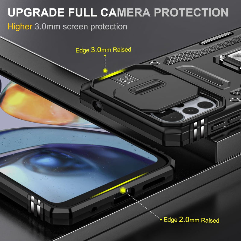 Load image into Gallery viewer, [Magnetic Rotable Kickstand][Slide Camera Cover] Motorola Moto G22 - Shield Shockproof Rugged Heavy Duty Case
