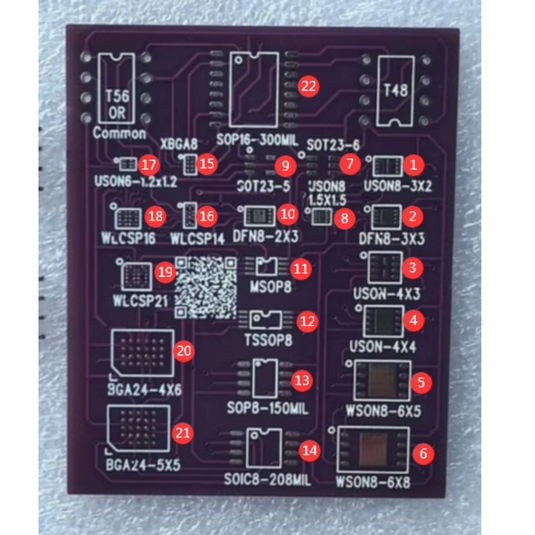 T22 Laptop Serial Number Modification BIOS Multi-Function Programming Adapter Board for WLCSP 4x3 and 4x5 WSON