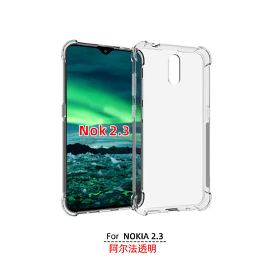 Nokia 2.3 - AirPillow Cushion Transparent Soft Clear TPU Four Corners Protective Case With 2PC 9HD Tempered Glass Screen Protector