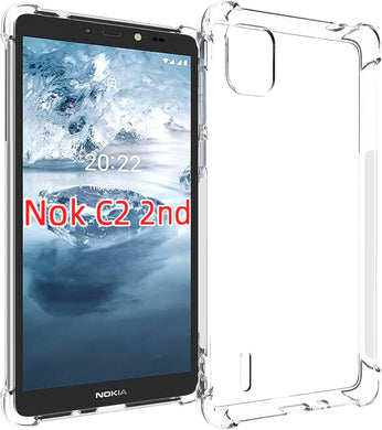 Nokia C2 2nd Edition - AirPillow Cushion Transparent Soft Clear TPU Four Corners Protective Case With 2PC 9HD Tempered Glass Screen Protector