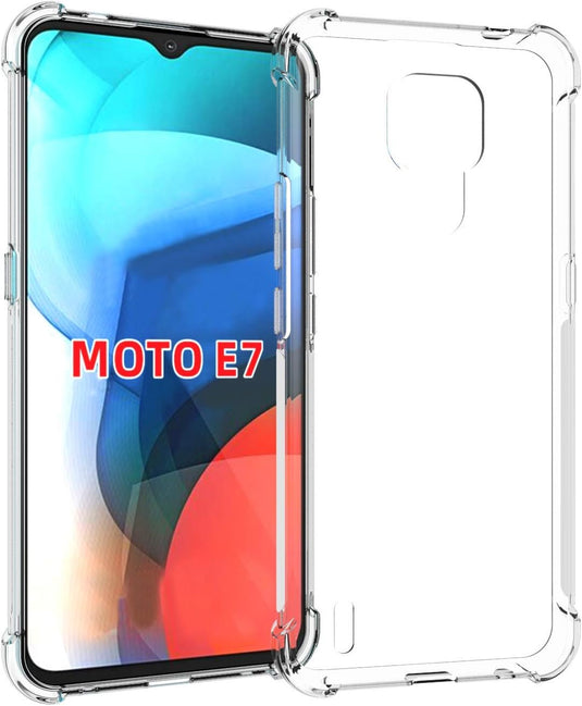 Motorola Moto E7 - AirPillow Cushion Transparent Soft Clear TPU Four Corners Protective Case