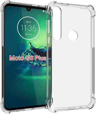 Motorola Moto G8 Plus - AirPillow Cushion Transparent Soft Clear TPU Four Corners Protective Case With 2PC 9HD Tempered Glass Screen Protector