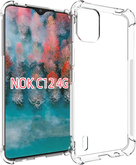 Nokia C12/C12 Pro/C12 Plus - AirPillow Cushion Transparent Soft Clear TPU Four Corners Protective Case