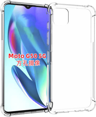 Motorola Moto G50 - AirPillow Cushion Transparent Soft Clear TPU Four Corners Protective Case With 2PC 9HD Tempered Glass Screen Protector