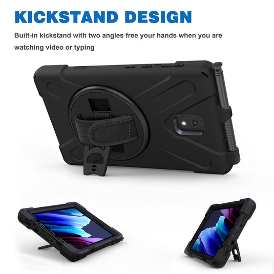 Samsung Galaxy Tab Active 3 & 5 8" 2020 Heavy Duty 360 Degree Rotate Stand Hand Strap Case - Polar Tech Australia