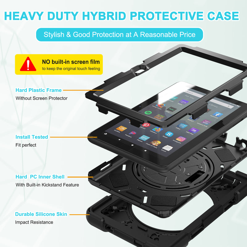 Cargue la imagen en el visor de la galería, Amazon Kindle Fire 7 2022 Heavy Duty 360 Degree Rotate Stand Hand Strap Case - Polar Tech Australia
