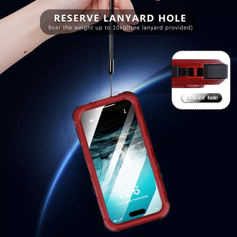 Load image into Gallery viewer, [M Series][Magsafe Compatible] Apple iPhone 16 / 16 Plus / 16 Pro / 16 Pro Max - Redpepper Metal Heavy Duty Waterproof Magnetic Silicone Phone Case With Lanyard
