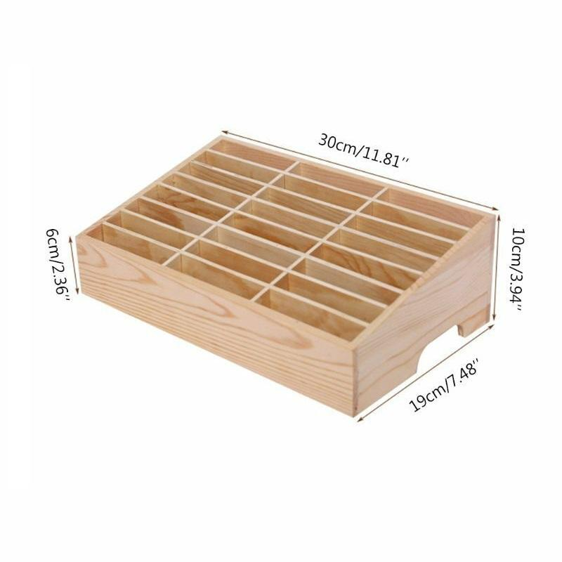 Chargez l&#39;image dans la visionneuse de la galerie, [ 24 Slots] Wooden Multi-Slot Phone Storage Box – Office, Meeting Organizer, and Student Phone Holder
