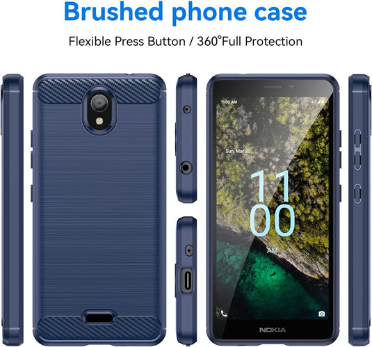 Nokia C100 - Shield Shockproof Rugged Heavy Duty Case With 2PC 9HD Tempered Glass Screen Protector