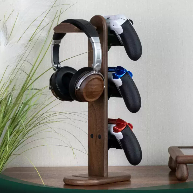 Load image into Gallery viewer, Wooden Headphone Stand, Switch Game Controller, Xbox Solid Wood Storage Rack
