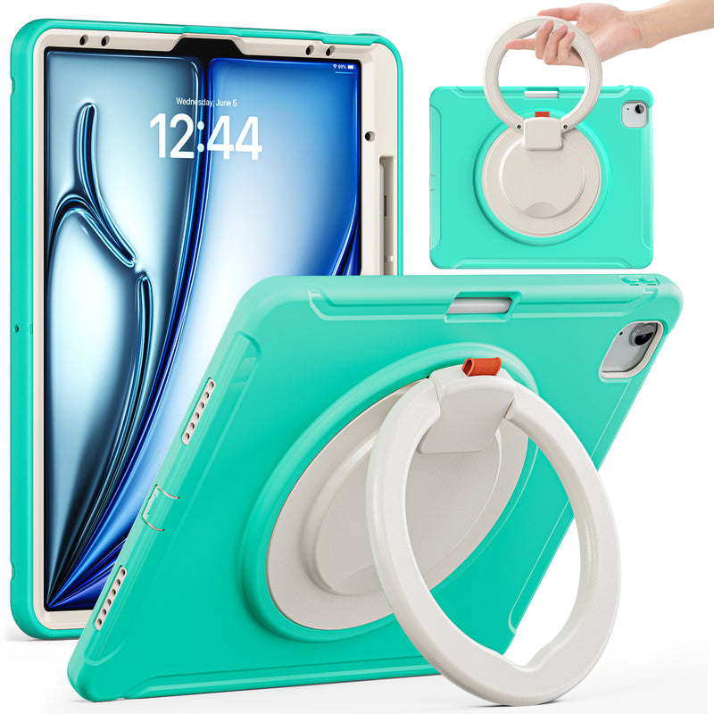 Load image into Gallery viewer, Apple iPad Pro 2024 13”  - EVA Kid Friendly Heavy Duty Ring Holder Stand Case - Polar Tech Australia
