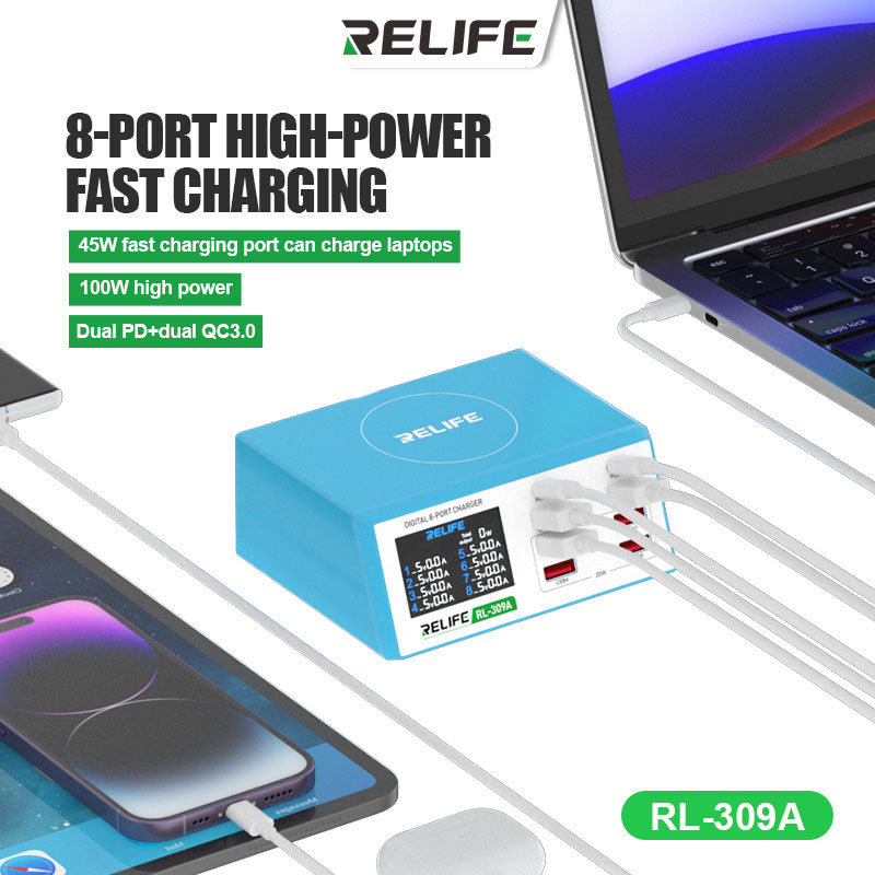 Load image into Gallery viewer, [RL-309A] RELIFE Digital Display 8-Port Charger 100W - Polar Tech Australia
