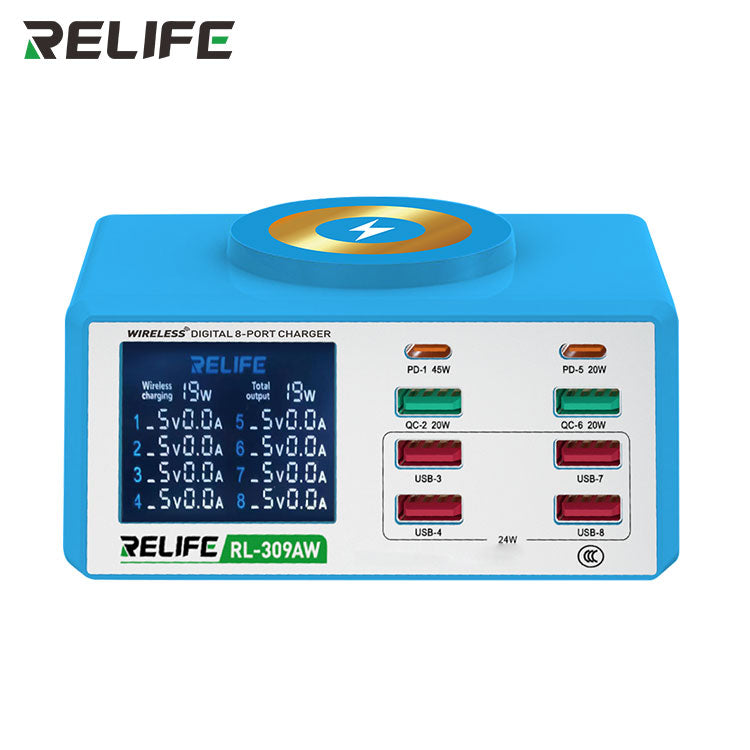 Cargue la imagen en el visor de la galería, [RL-309AW] RELIFE Wireless Digital Display 8-Port Charger 100W - Polar Tech Australia
