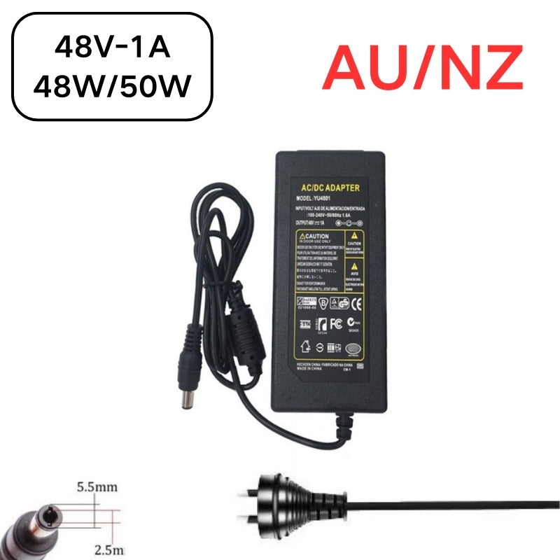 Load image into Gallery viewer, [48V-1A/1.04A][5.5x2.5] Universal Computer/Monitor/CCTV POE Switch - Power Supply Adapter Wall Charger
